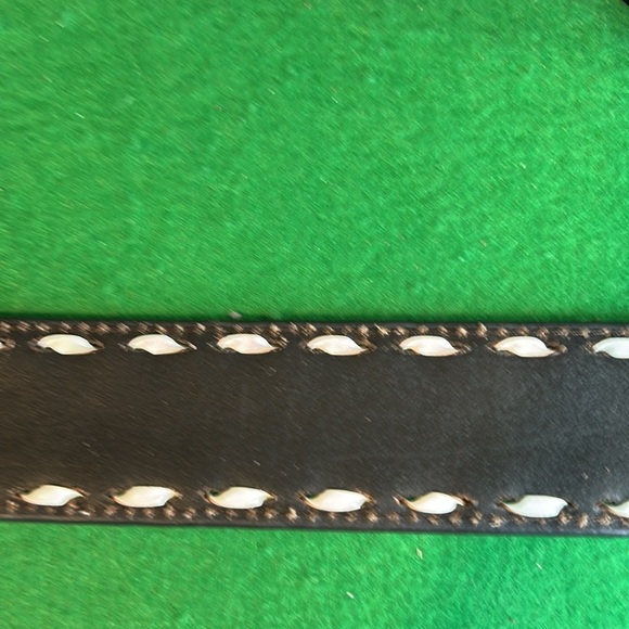 NOCONA BELT CO. LACING EMBOSSED FLORAL CONTRAST WESTERN MENS BELT SZ 32 - Picture 6 of 14